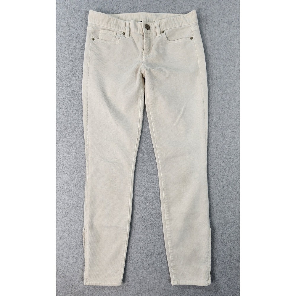 J.‎ Crew Toothpick Super Skinny Stretch Corduroy Womens 25 Ivory Ankle Zip